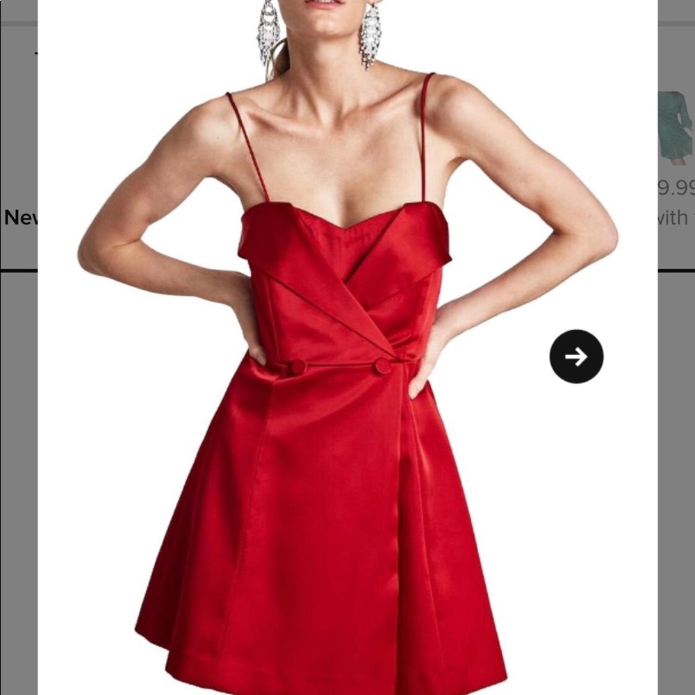 Cocktail Red satin spaghetti strap Zara dress